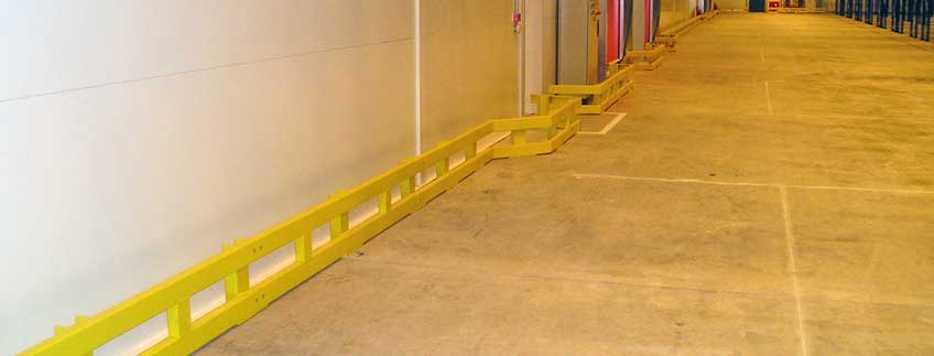 Safety barriers in warehouse