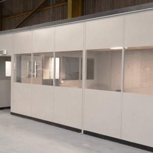 office-warehouse-partition Glass office warehouse partitioning walls installed in a warehouse by Teepee Materials Handling