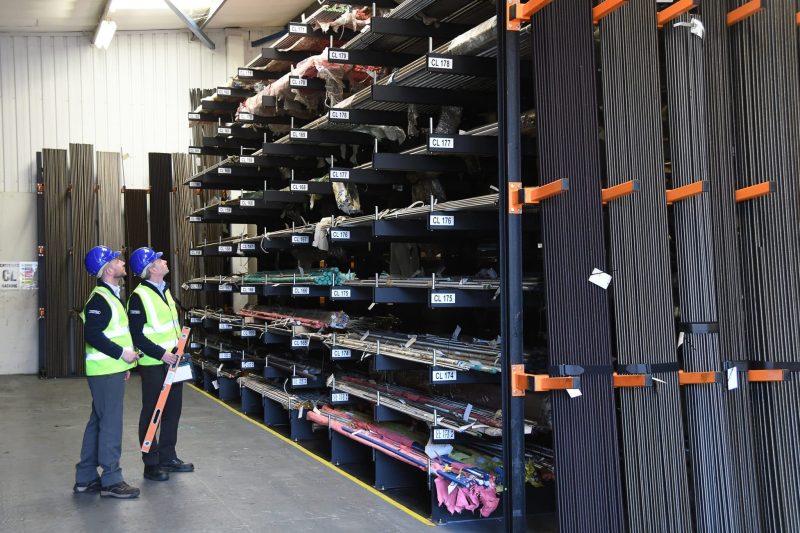 storage-equipment-inspection-teepee Two Teepee inspectors conducting a storage equipment inspection in a warehouse