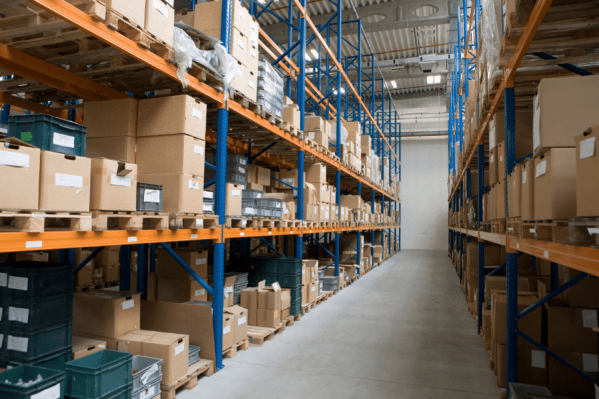 A double deep pallet racking system supplied to a warehouse by Teepee Materials Handling